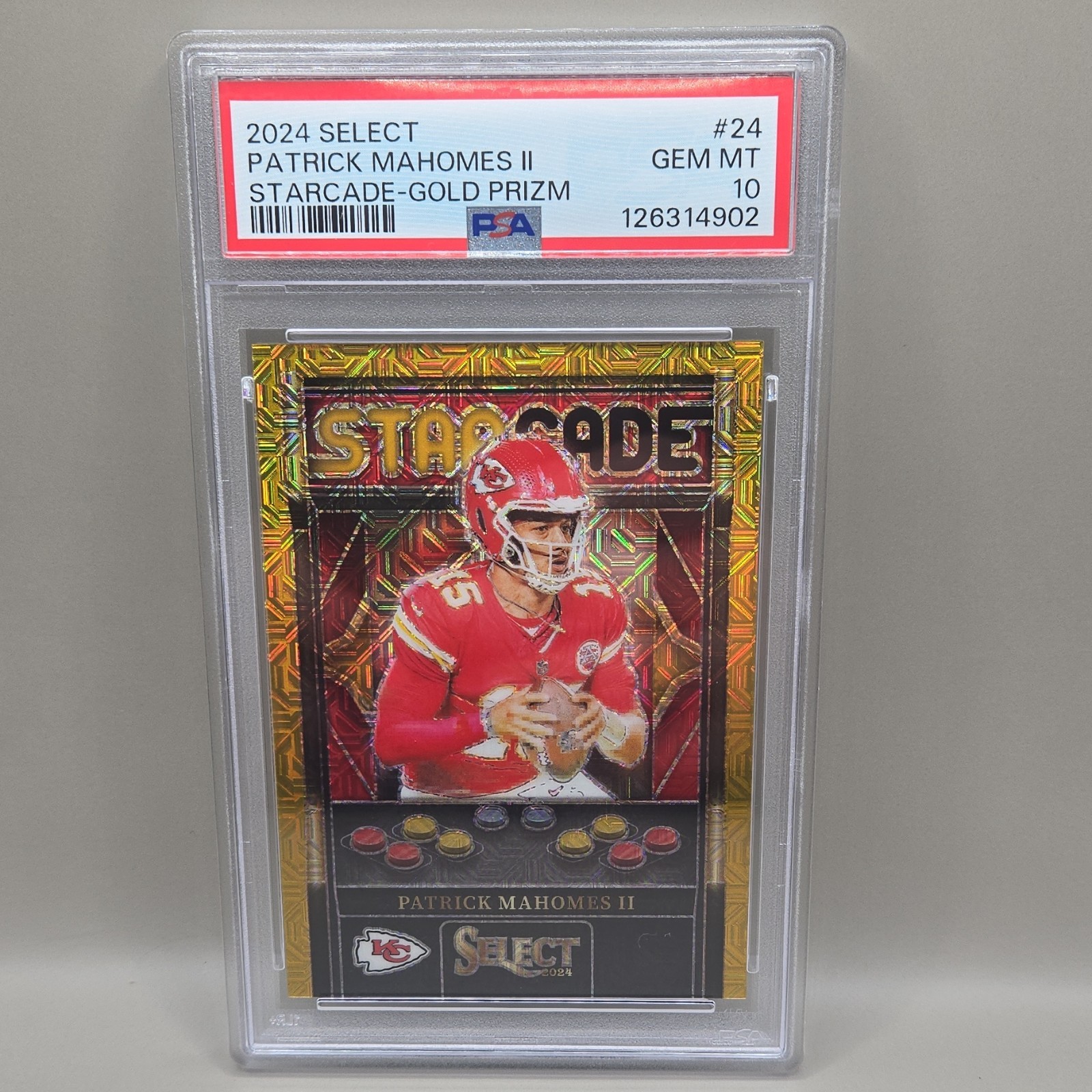 Panini 2024 Select Starcade Patrick Mahomes II Chiefs #24 Gold Prizm /10 PSA10