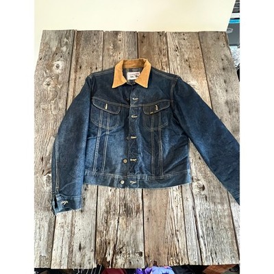 Lee Storm Rider Denim Jacket Vintage Made in USA Blanket Lined Corduroy Collar