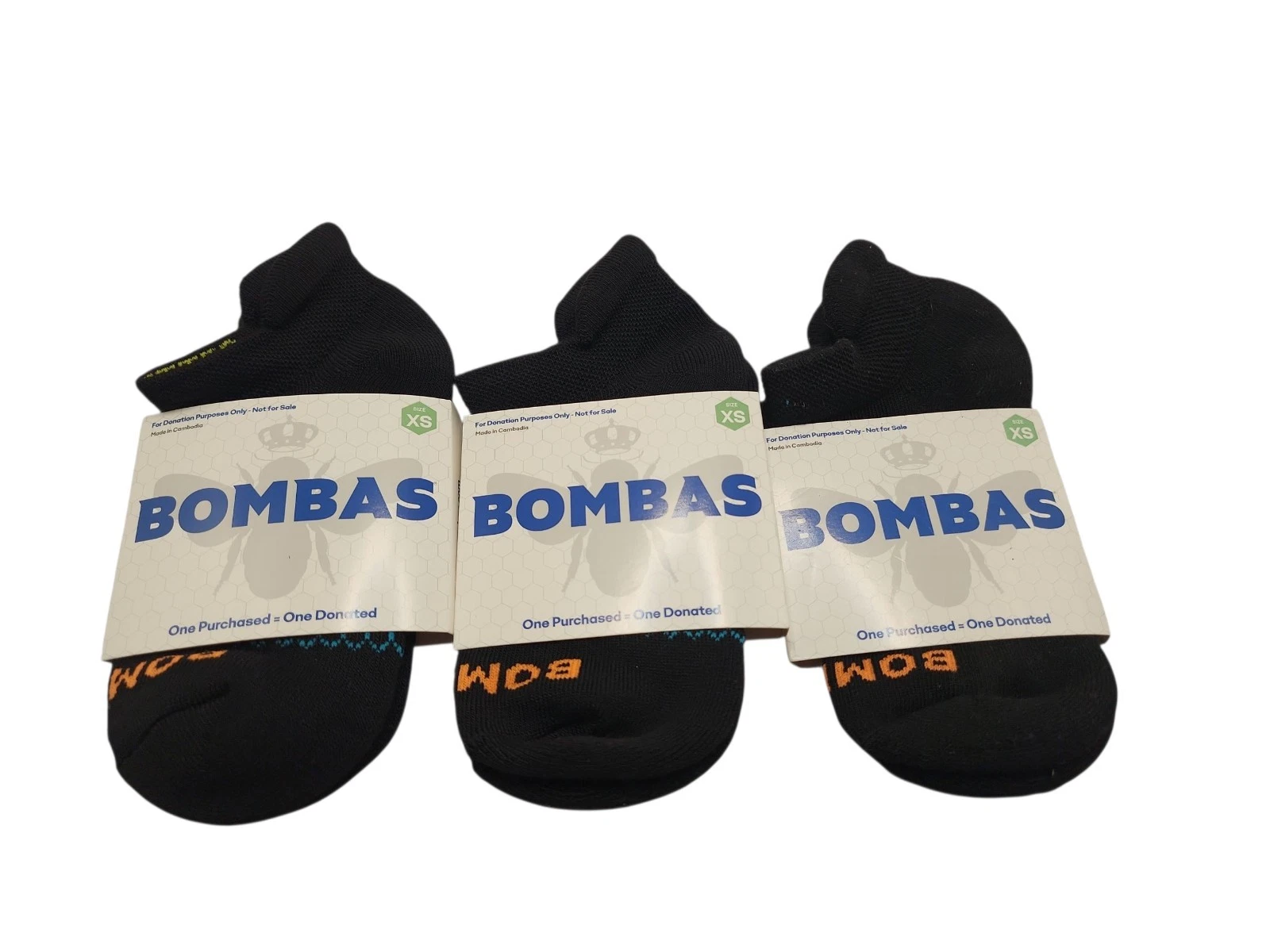 Bombas Solids Ankle Socks for Women, Size Xsmall- Black
