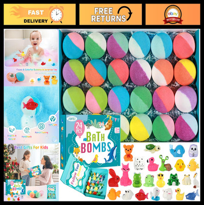 Surprise Bath Bombs for Kids - 24 Pack Fizzy Bubble Bath Gift Set with Toys Insi