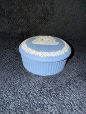 Wedgwood Blue Jasperware trinket box featuring Pegasus Greek Mythology Vintage