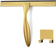 HIWARE Multi-Purpose Shower Squeegee, Brass and Stainless Steel, 10-inch