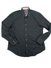 Robert Graham Men's Button Up Shirt XL Black Bayview Paisley Jacquard Flip Cuff