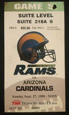 1998 Rams Cardinals Coach Dick Vermeil Aeneas Williams Sack NFL Football Ticket