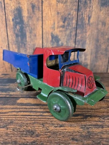 Vintage Marx Tin Litho Dump Truck Pressed Steel Toy – Wind-Up / Push Toy (As-Is)