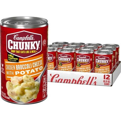 Campbell's Chunky Soup, Chicken Broccoli Cheese Soup, 18.8 Oz Can Case of 12