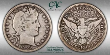 1909-O 25C Barber Quarter CACG VG10