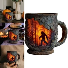 Bigfoot Forest Fire Mug with 3D Relief, Special-Mugs, Bigfoot Coffee Mug, Design