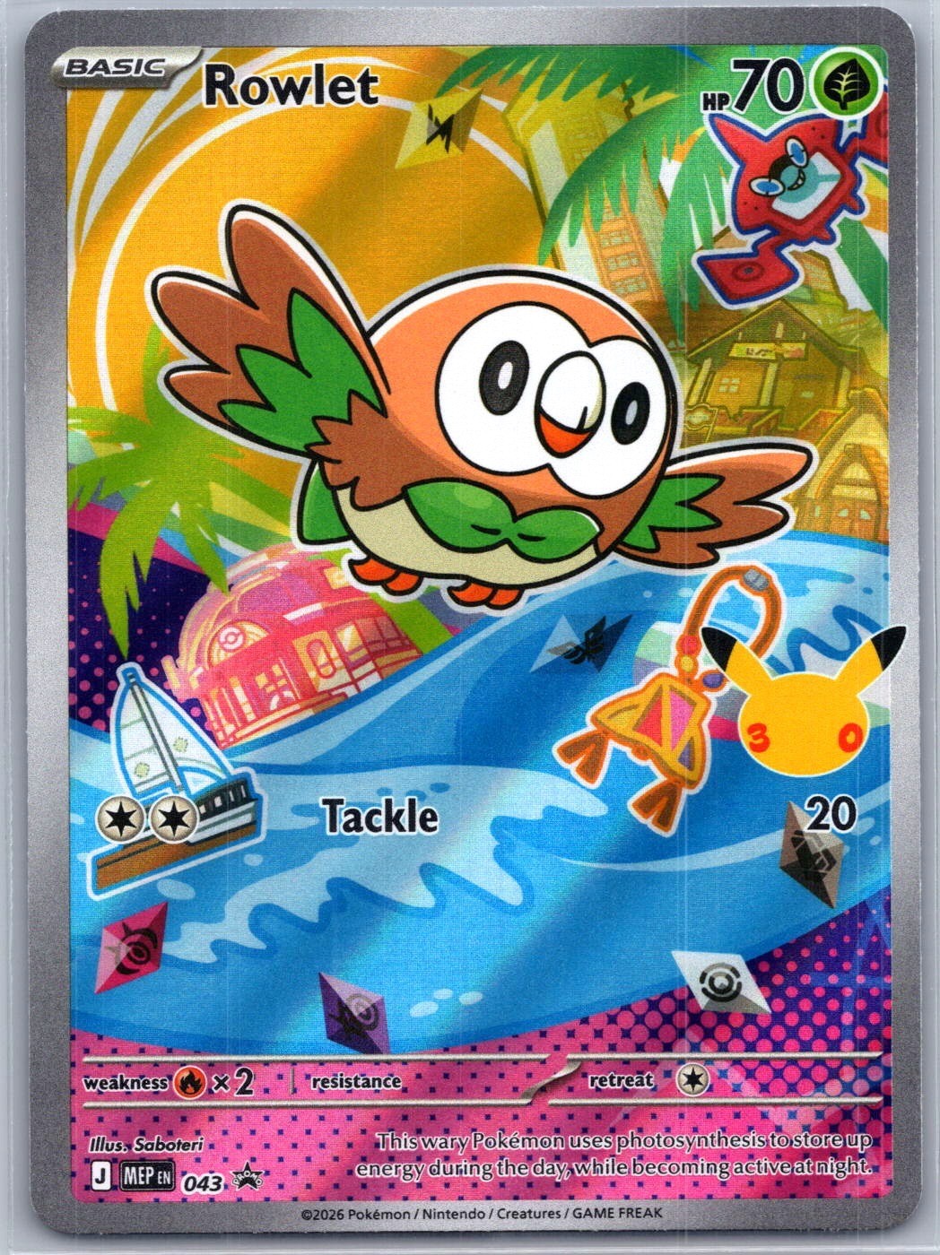 Rowlet 043 Holo Promo ME: Mega Evolution Promo Pokemon Near Mint
