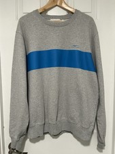 Helmut Lang Life Saver 2022 Crewneck Sweatshirt Grey Blue Stripe Men's Large L