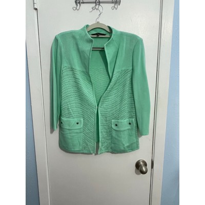 Ming Wang Cardigan Sweater Small Mint Green Clueless Preppy Country Club NWT
