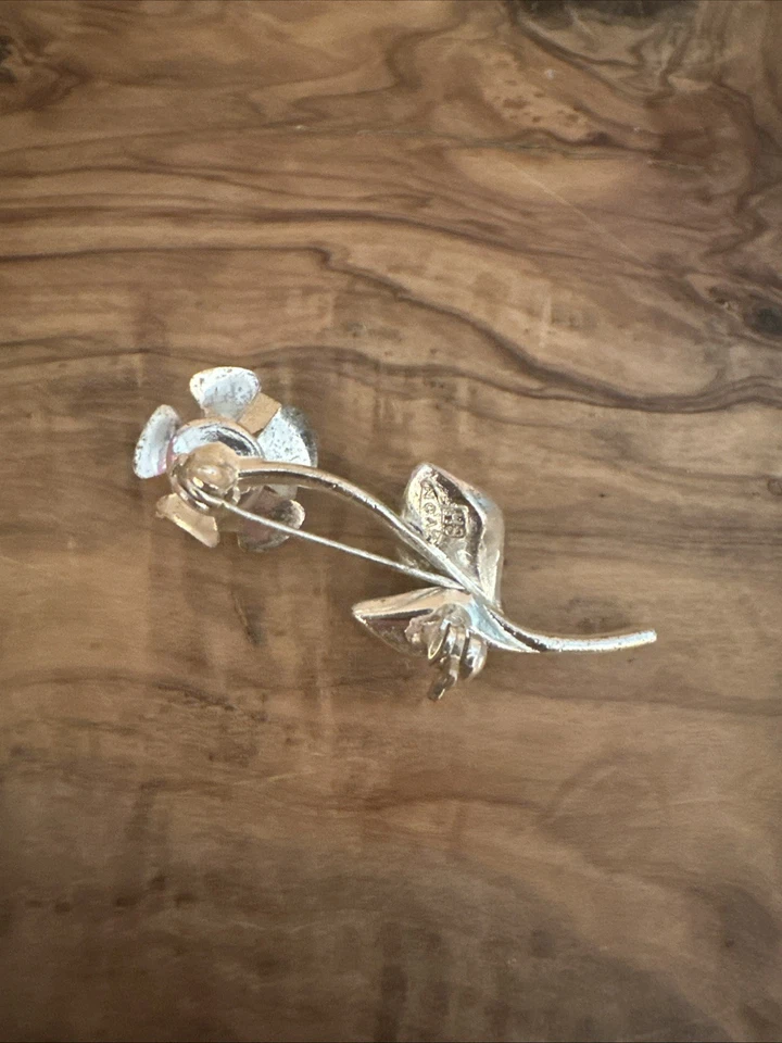 Broche prendedor vintage firmado Avon blanco flor rosa única  Foto 4 de 4