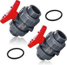 2PCS 1" PVC Union Ball Valve Full Port Slip Socket Water System