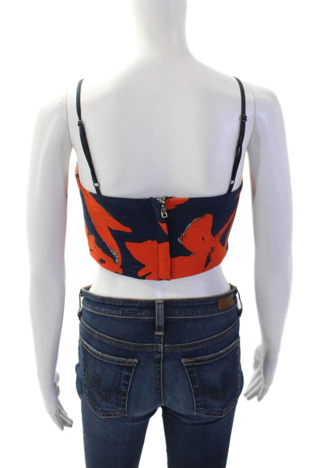 Top Lucy Paris Mujer Estampado Floral Cremallera Trasera Correa Espagueti Azul Marino Naranja Talla XS Foto 3 de 4