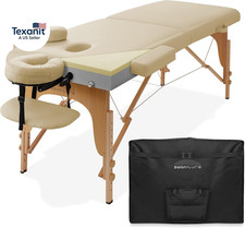 Professional Memory Foam Folding Massage Table - Portable with Carrying Case, Cr