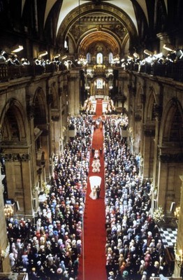 The Prince Princess of Wales walking down aisle after wedding serv- Old Photo