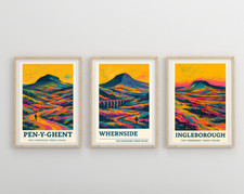 3 pack, Yorkshire 3 Peaks Picture Wall Art Poster Print Mountain 