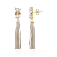 Cavill Damen Ohrringe Rauchquarz 925 Silber Vergoldet 22,04Ct Schmuck