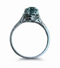 Vintage palladium ART DECO VIVID BLUE ZIRCON ANTIQUE DIAMOND ENGAGEMENT ring — photo 7