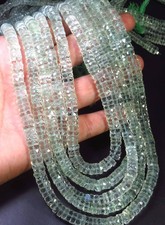 Green Amethyst Faceted Gemstone Beads 6.5mm Natural Amethyst Heishi Beads 16Inch