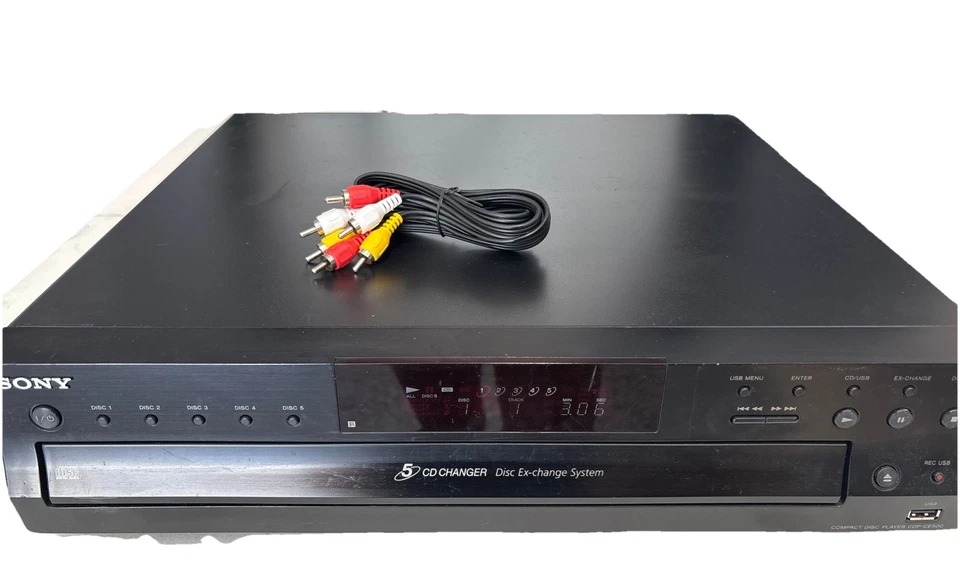 Sony CDP-CE500 5 Disc Changer CD to USB Recorder Player with Remote/cords - Image 2 of 4