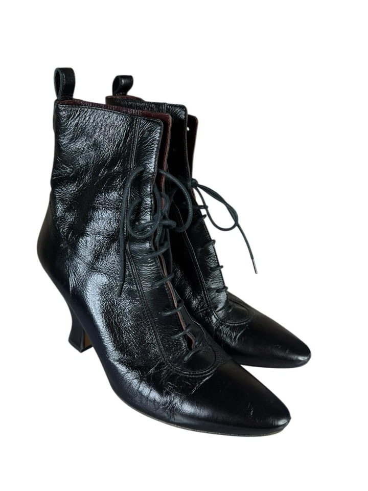 Botines Marc Jacobs The Victorian de cuero negro con cordones talla 7 EE. UU.  Foto 3 de 4