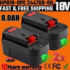 2Pack 18V for Black and Decker HPB18 18 Volt 8.0 Ah Battery HPB18-OPE 244760-00