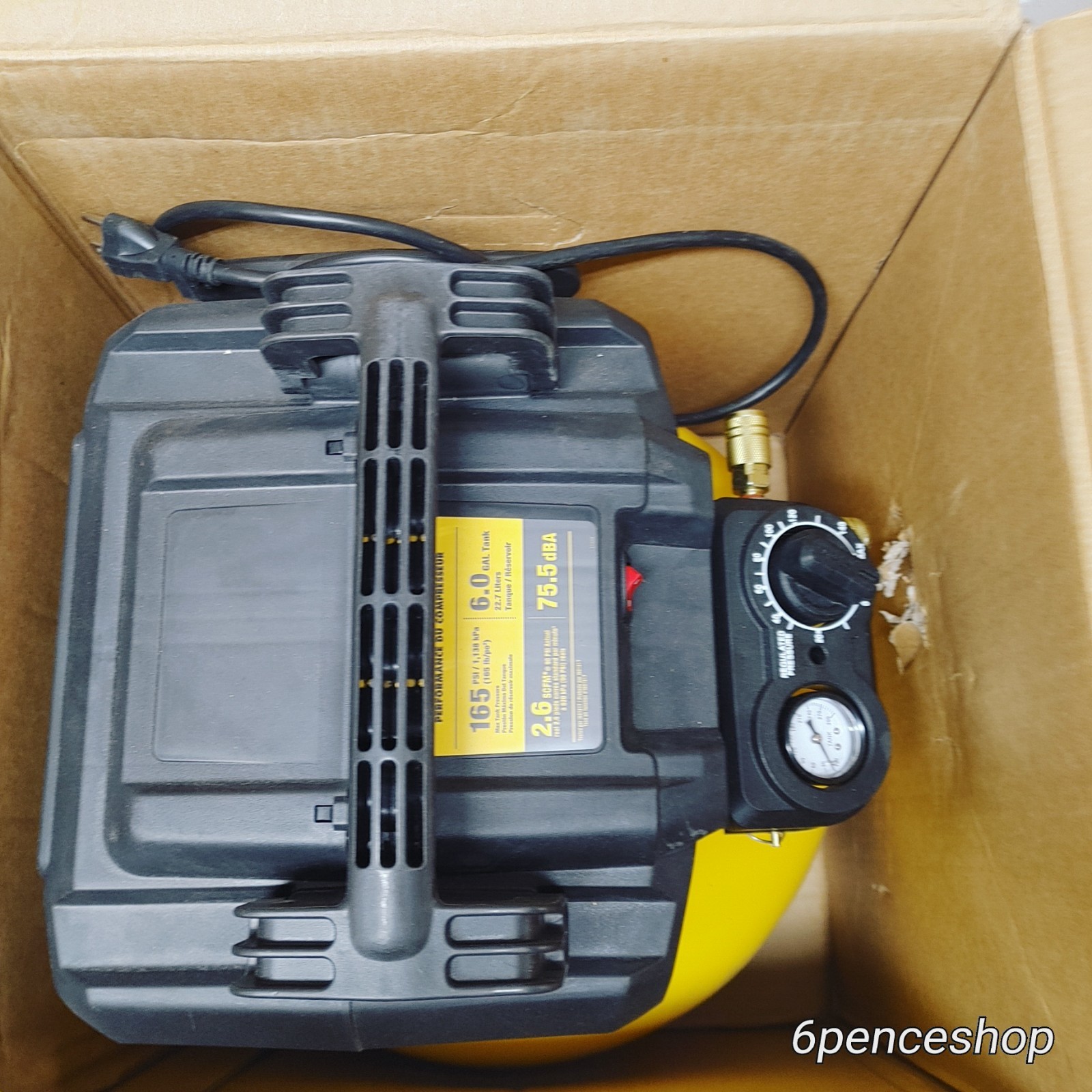 open box DeWalt DXCM55126 6 gal 165 PSI Electric Pancake Air Compressor