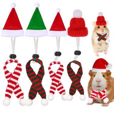 8 Pack Christmas Small Animal Costume Guinea Pig Santa Hat Pet with Scarf for