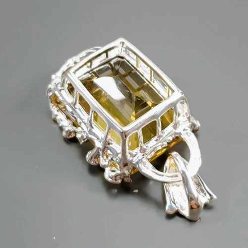 Colgante de cuarzo limón natural hecho a mano 44ct+ plata de ley 925/NP50769 Foto 2 de 4