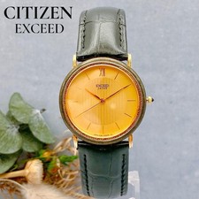 CITIZEN EXCEED Quartz Mens Watch Gold Dial 31MM 3 Hand Vintage Classic