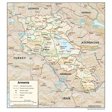 Armenia Physical Geography Geographic Physiographic Map Country Nation Print