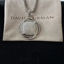 David Yurman Sterling Silver 32mm Infinity 20" Necklace with Diamonds