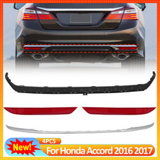 4PCS Rear Lower Bumper Cover Molding Trim + Refletors For Honda Accord 2016 2017