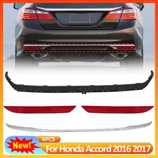 4PCS Rear Lower Bumper Cover Molding Trim + Refletors For Honda Accord 2016 2017