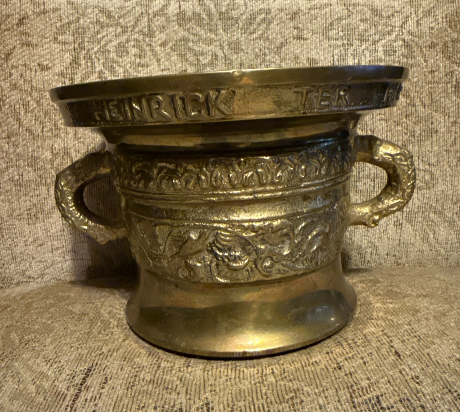 Antique 1607 Dutch Bronze Mortar- Heinrick ter Horst Rare Collectible
