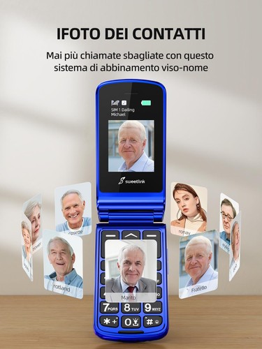 Telefono Cellulare per Anziani Flip Con Tasti Grandi, Contatti Con Immagini, SOS - Foto 6 di 9
