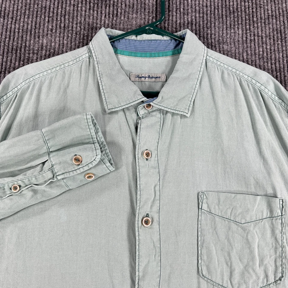 Camisa Tommy Bahama Para Hombres XLT Extra Grande Alta Verde Manga Larga Abotonada Informal Foto 4 de 4