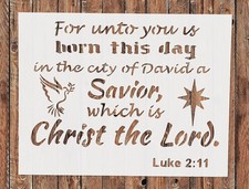 Reusable Plastic Stencil Template - Christ The Lord Savior Luke 2:11 Wall Art  