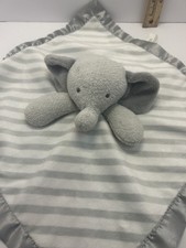 Cloud Island Grey White Striped Elephant Security Blanket Lovey Soft Plush Baby