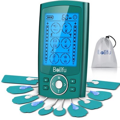 Belifu Dual Channel TENS EMS Unit 24 Modes Muscle Stimulator for Pain Relief ...