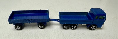 Vintage 1970s Diecast Yat Ming Blue Truck  &Trailer(WAGON) NO CARGO RARE FIND