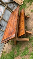 Garden Scaffold Board Table And Benches w/ X Base