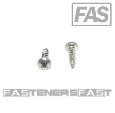 (100) #6 x 1/2 Stainless Steel Phillips Pan Head Sheet Metal Screws Type A