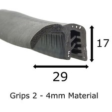 Rubber Car Door Bonnet Boot Side Flap Fin Seal Trim 29 x 17mm Price Per Metre