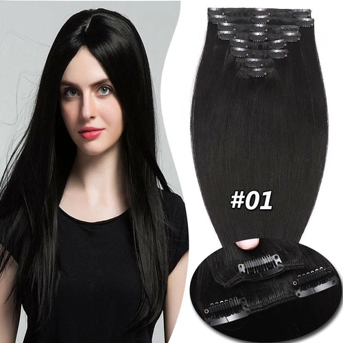 100% Echthaar Clip In Remy Haarverlangerung Extensions Glatt 8 Tressen Dick Lang - Bild 5 von 37