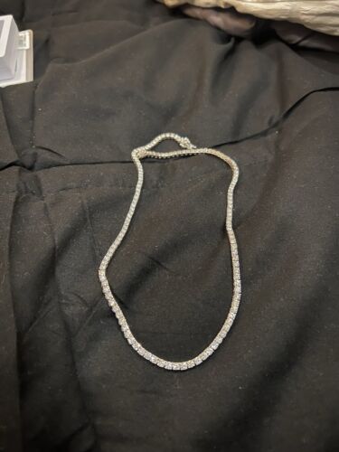 Lab Grown Moissanite Diamond Tennis Necklace 18”3"mm 14KWhite Gold,5-20 Carat TW - Picture 5 of 5