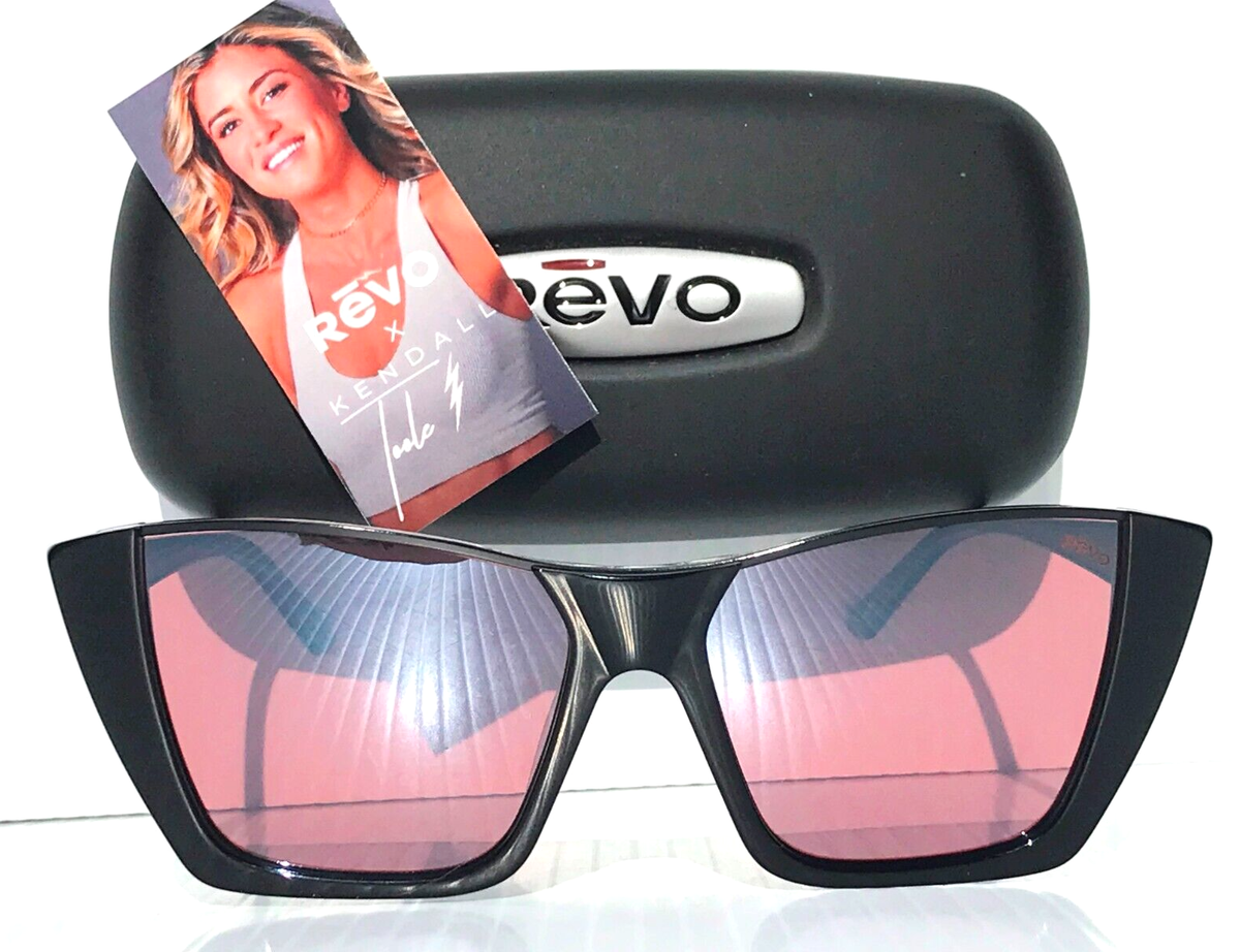 NEW REVO KENDALL 2 Shiny Black POLARIZED Drive Rose Lens Sunglass