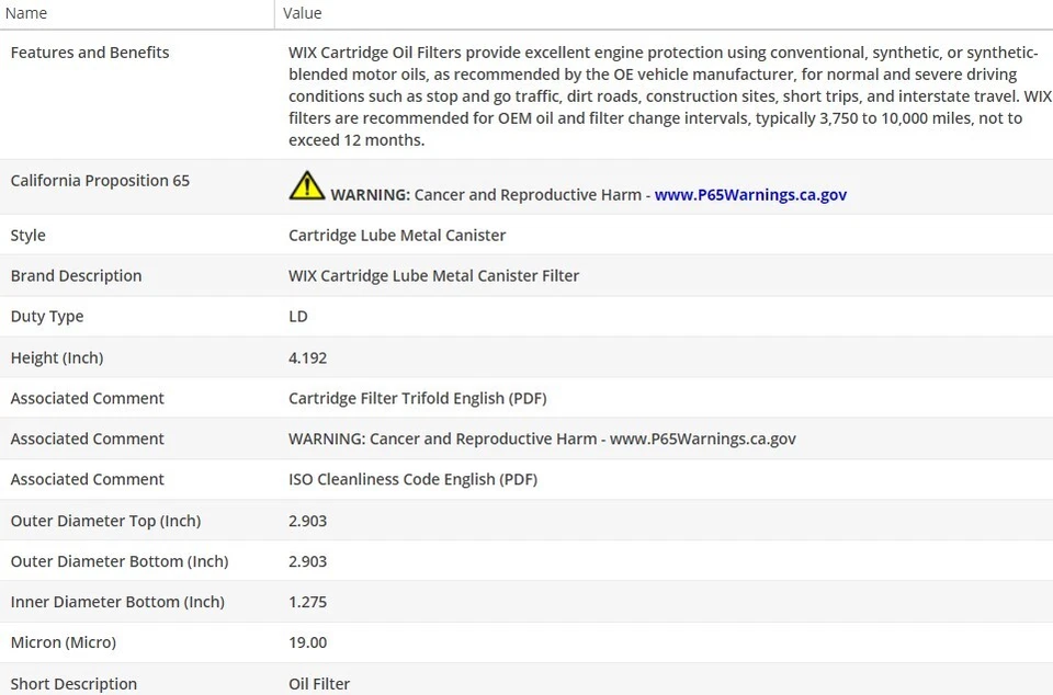 Filtro de aceite de motor OEM WIX para AUSTIN CAMBRIDGE 1955-1961 L4-1,5 L Foto 3 de 4