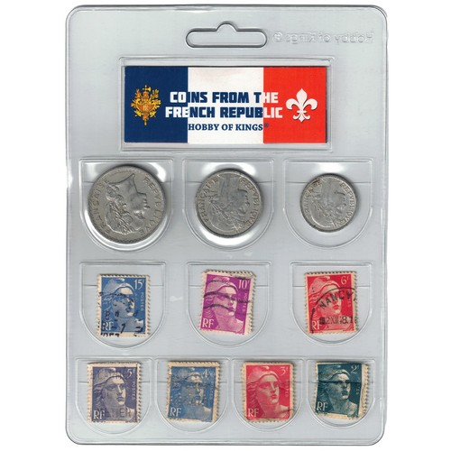 France 3 Coin Set | 1 2 5 Francs | 14 Postage Stamps | Marianne | 1945 - 1951 - Picture 4 of 4